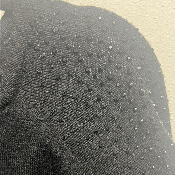 Studio I Black Long Sleeve Dress with Embellished Bling Shoulders - Picture 3 of 4